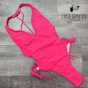 Aleumdr Strappy Back Cut Out Thong One Piece Swimsuit Size S